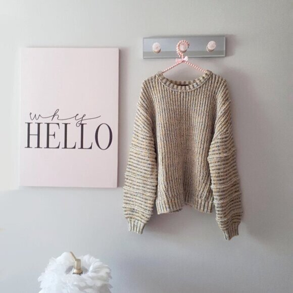 NWT Maje yellow blue chunky knit ribbed sweater M - Picture 10 of 11